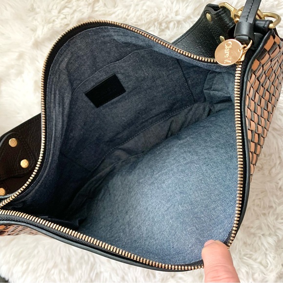 Clare V. Moyen Messenger Bag Woven Check Leather NEW - Picture 9 of 16